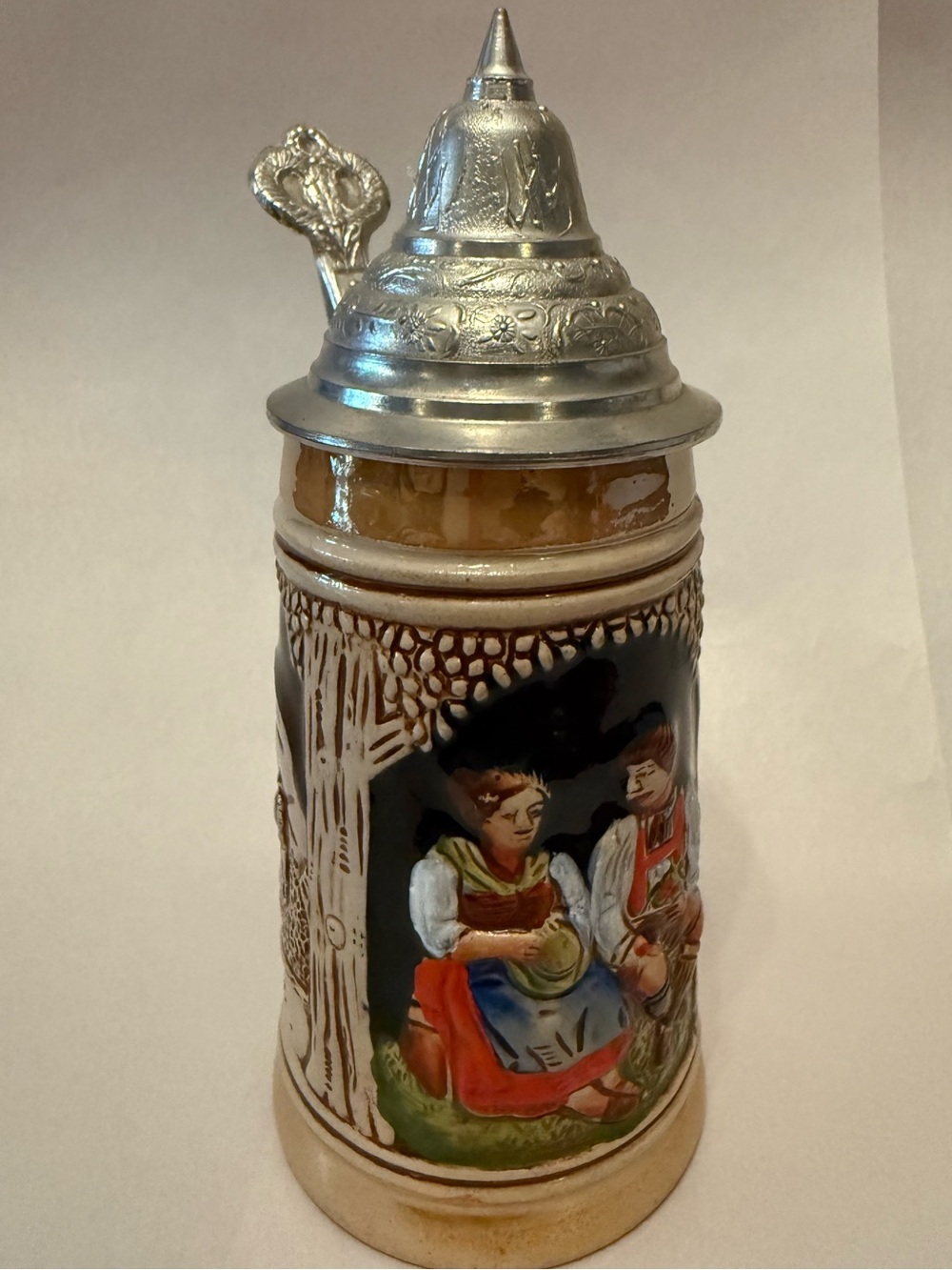 German-Style Ceramic Beer Stein with Pewter Lid - - Picture 5 of 10